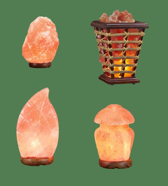 Himalayan Salt Lamps 1 Micro + 1 Leaf + 1 Wooden Basket Medium Square + 1 Mushroom